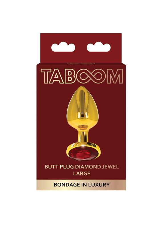 Анальна пробка металева золотиста L Butt Plug With Diamond Jewel Taboom вид 2