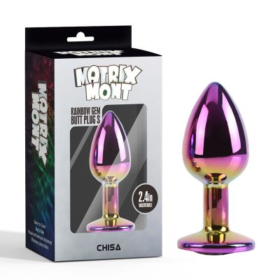 Анальная пробка разноцветная CHISA MATRIX MONT с разноцветным камнем, размер S