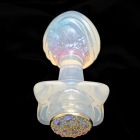 Анальна пробка ребриста UNIVIBE з каменем, силіконова, райдужна, 9 х 4.2 см вид 13