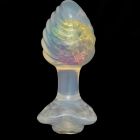 Анальная пробка ребристая UNIVIBE с камнем, силиконовая, радужная, 9 х 4.2 см вид 14