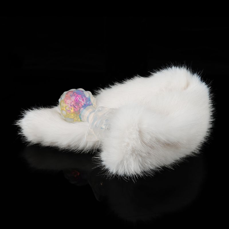 Анальна пробка ребриста UNIVIBE з каменем, силіконова, райдужна, 9 х 4.2 см вид 10