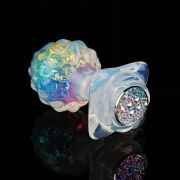 Анальна пробка ребриста UNIVIBE з каменем, силіконова, райдужна, 9 х 4.2 см