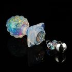 Анальная пробка ребристая UNIVIBE с камнем, силиконовая, радужная, 9 х 4.2 см вид 9