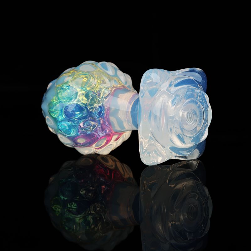 Анальна пробка ребриста UNIVIBE з каменем, силіконова, райдужна, 9 х 4.2 см вид 7