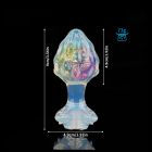 Анальна пробка ребриста UNIVIBE з каменем, силіконова, райдужна, 9 х 4.2 см вид 17