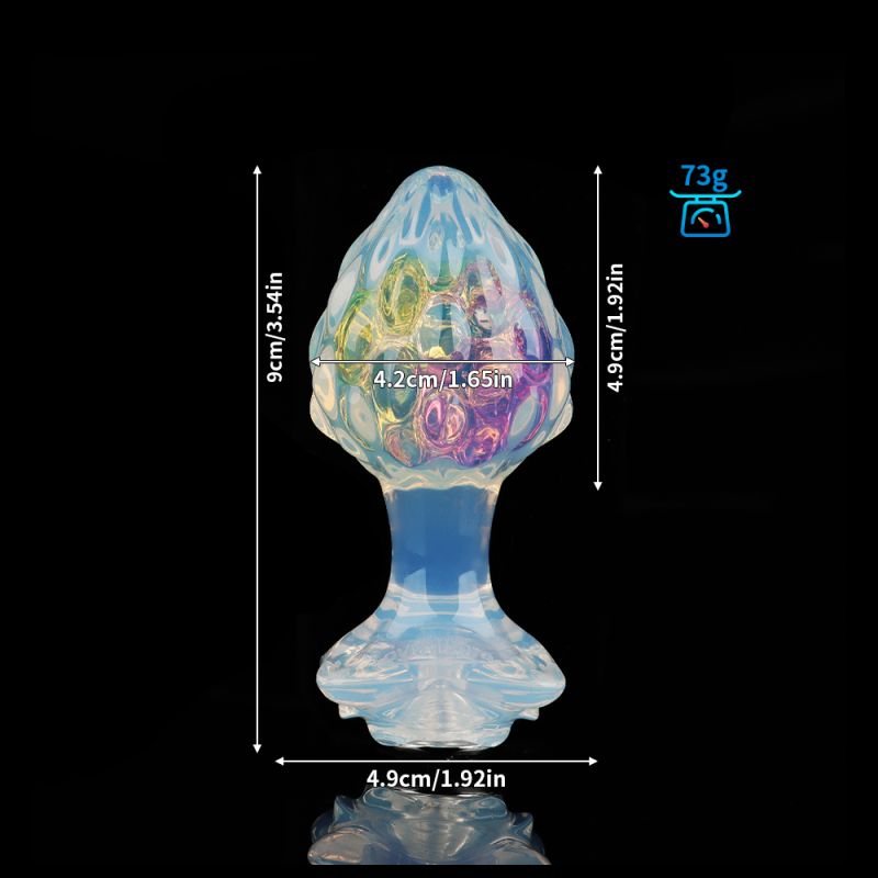 Анальная пробка ребристая UNIVIBE с камнем, силиконовая, радужная, 9 х 4.2 см вид 17