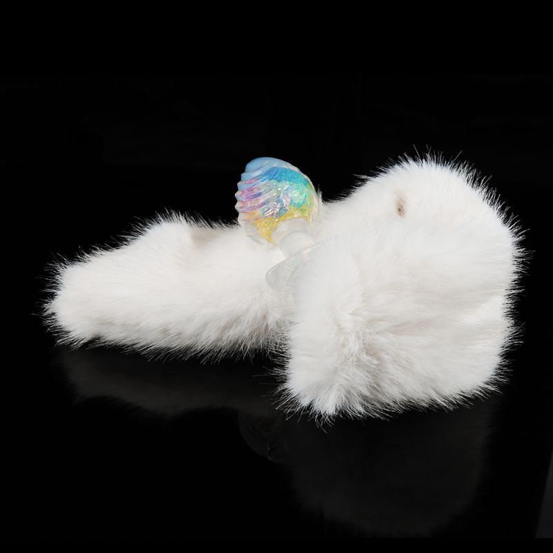 Анальна пробка ребриста UNIVIBE з каменем, силіконова, різнокольорова, 9.3 х 4 см вид 11