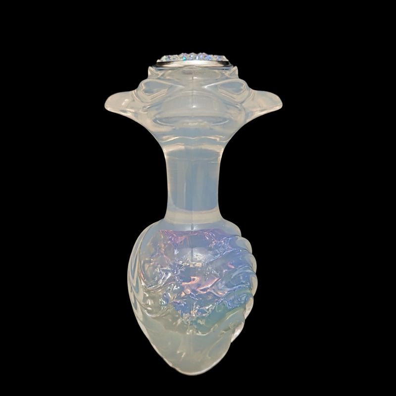 Анальна пробка ребриста UNIVIBE з каменем, силіконова, різнокольорова, 9.3 х 4 см вид 13