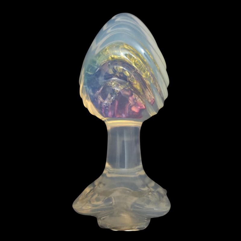 Анальная пробка ребристая UNIVIBE с камнем, силиконовая, разноцветная, 9.3 х 4 см вид 15