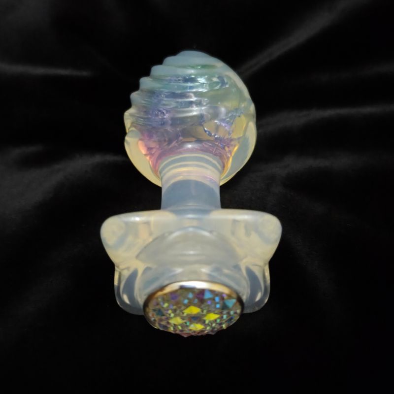 Анальная пробка ребристая UNIVIBE с камнем, силиконовая, разноцветная, 9.3 х 4 см вид 16