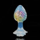 Анальна пробка ребриста UNIVIBE з каменем, силіконова, різнокольорова, 9.3 х 4 см вид 5