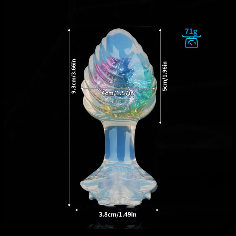 Анальна пробка ребриста UNIVIBE з каменем, силіконова, різнокольорова, 9.3 х 4 см вид 17