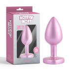 Анальная пробка розовая CHISA MATRIX MONT с перламутром и розовым камнем в форме сердца, размер M вид 2