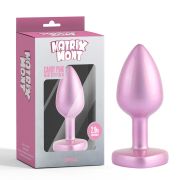 Анальная пробка розовая CHISA MATRIX MONT с перламутром и розовым камнем в форме сердца, размер M