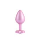 Анальная пробка розовая CHISA MATRIX MONT с перламутром и розовым камнем в форме сердца, размер M вид 3