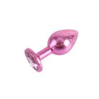 Анальная пробка розовая поталь CHISA MATRIX MONT с розовым камнем, размер M вид 5