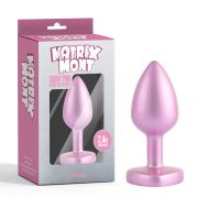 Анальна пробка рожева з перламутром CHISA MATRIX MONT та рожевим каменем у формі серця, розмір S