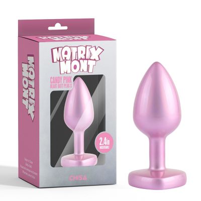 Анальная пробка розовая с перламутром CHISA MATRIX MONT и розовым камнем в форме сердца, размер S