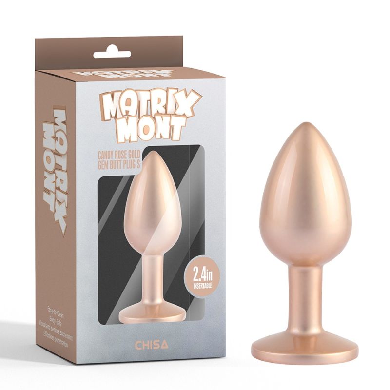 Анальна пробка рожеве золото CHISA MATRIX MONT з перламутром та білим каменем, розмір S вид 2