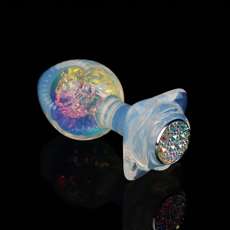 Анальна пробка з бічним рельєфом UNIVIBE, силіконова з каменем, 9.3 х 4 см вид 2