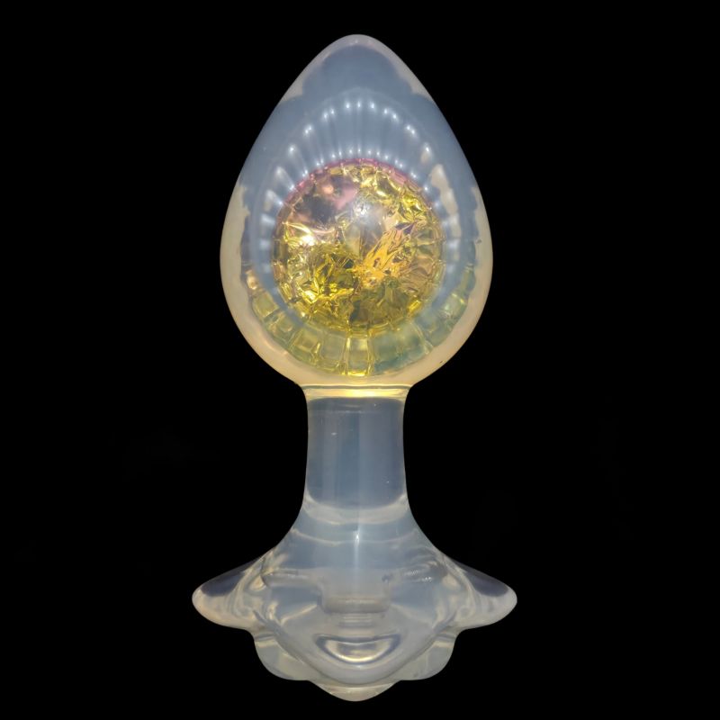 Анальная пробка с боковым рельефом UNIVIBE, силиконовая с камнем, 9.3 х 4 см вид 13