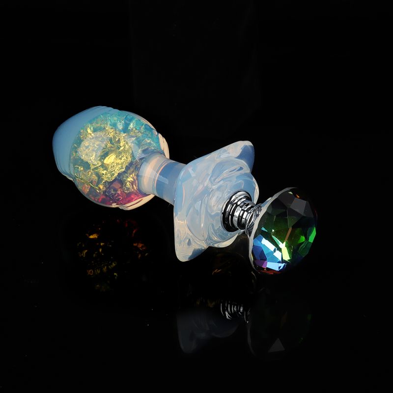 Анальная пробка с боковым рельефом UNIVIBE, силиконовая с камнем, 9.3 х 4 см вид 9