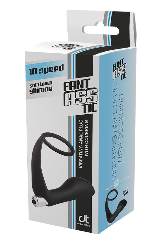 Анальная пробка с эрекционным кольцом FANTASSTIC VIBRATING ANAL PLUG WITH COCKRING BLACK вид 3