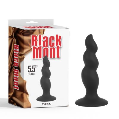 Анальная пробка с волнистой поверхностью Chisa Black Mont черная, 4.8 см