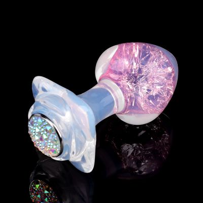 Анальная пробка сердце UNIVIBE, силиконовая с камнем, розовая, 7.8 х 2.8 см