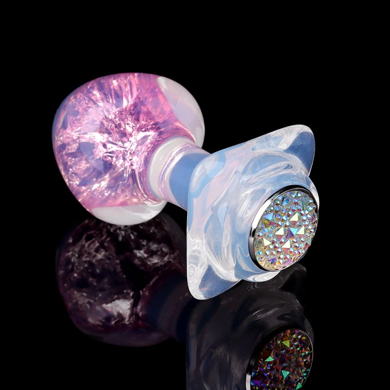 Анальная пробка сердце UNIVIBE, силиконовая с камнем, розовая, 7.8 х 2.8 см вид 3