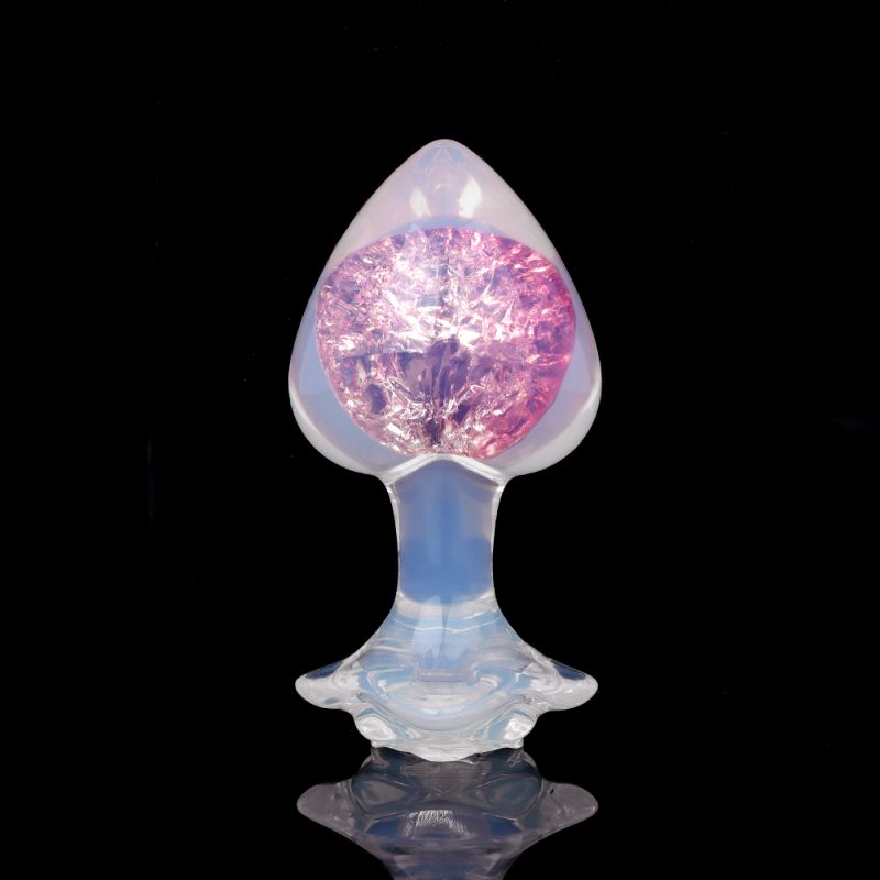 Анальная пробка сердце UNIVIBE, силиконовая с камнем, розовая, 7.8 х 2.8 см вид 5