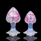 Анальна пробка серце UNIVIBE, силіконова з каменем, рожева, 7.8 х 2.8 см вид 12