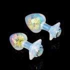 Анальная пробка сердце UNIVIBE, силиконовая с камнем, зелёная вид 14