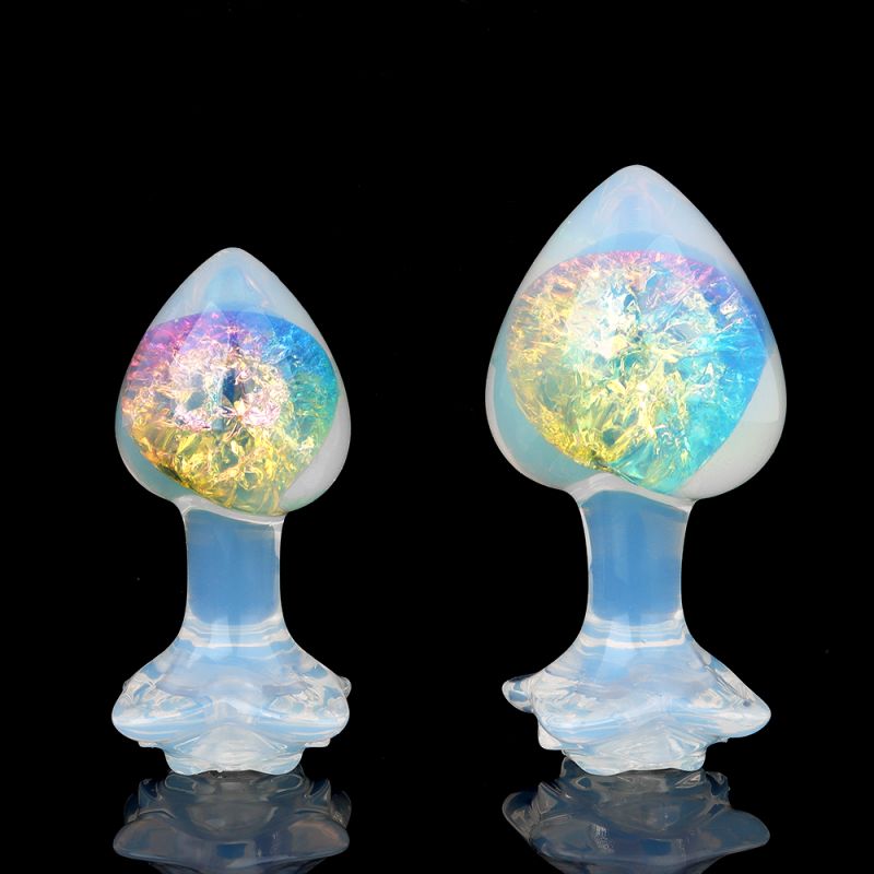 Анальная пробка сердце UNIVIBE, силиконовая с камнем, зелёная вид 13