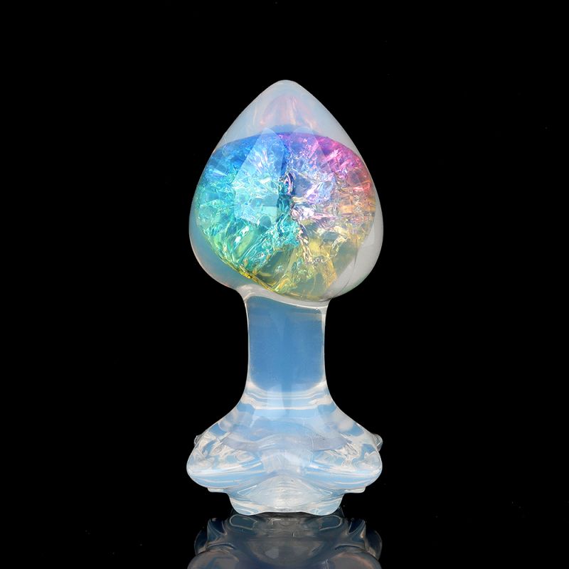 Анальна пробка серця UNIVIBE, силіконова з каменем, зелена, 7.8 х 2.8 см вид 5