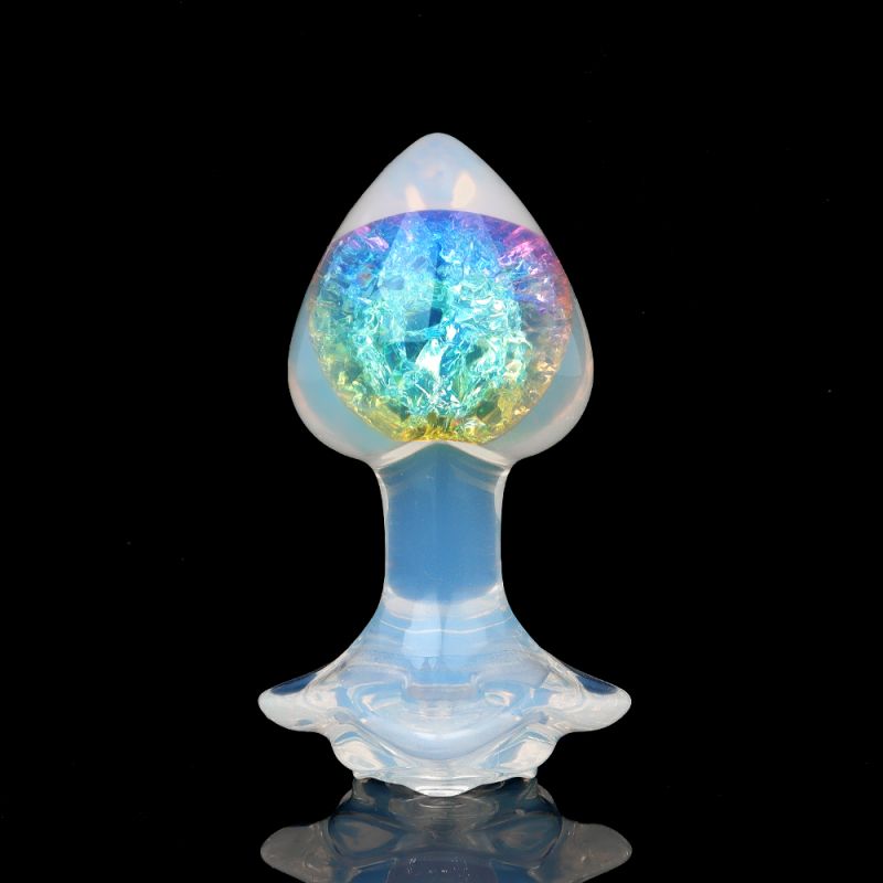 Анальна пробка серця UNIVIBE, силіконова з каменем, зелена, 7.8 х 2.8 см вид 6