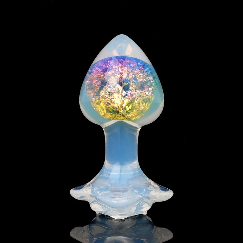 Анальна пробка серця UNIVIBE, силіконова з каменем, зелена, 7.8 х 2.8 см вид 3