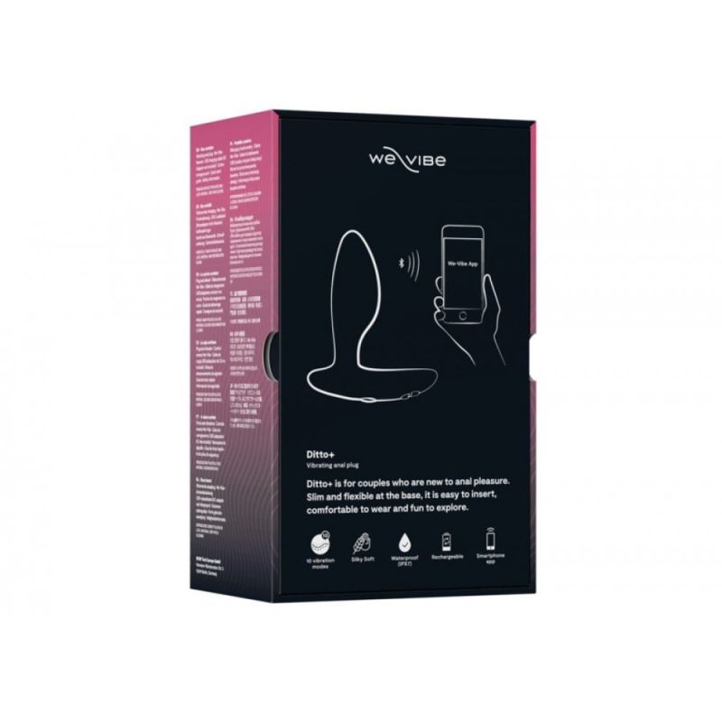 Анальна пробка з вібрацією We-Vibe Ditto+ Satin Black з пультом та керуванням з телефону вид 12