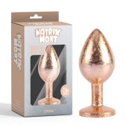 Анальная пробка золотая поталь CHISA MATRIX MONT с белым камнем, размер M