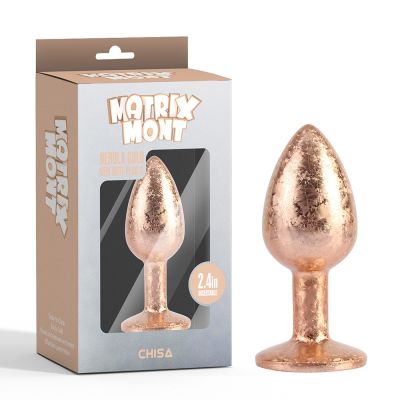 Анальная пробка золотая поталь CHISA MATRIX MONT с белым камнем, размер S