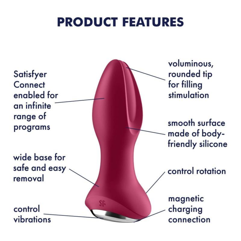 Анальна смарт-пробка із ротацією Satisfyer Rotator Plug 2+, бордовий вид 9