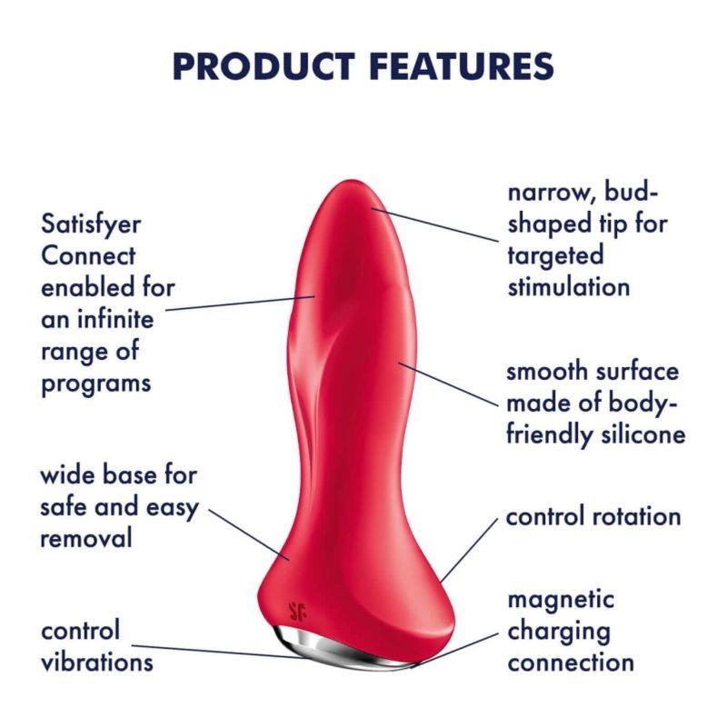 Анальна смарт-пробка з кульками, що обертаються Satisfyer Rotator Plug 1, червоний вид 9