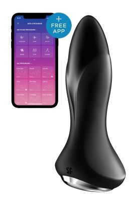 Анальна смарт пробка з вібрацією та намистинами Satisfyer Rotator Plug 1 Connect App чорна