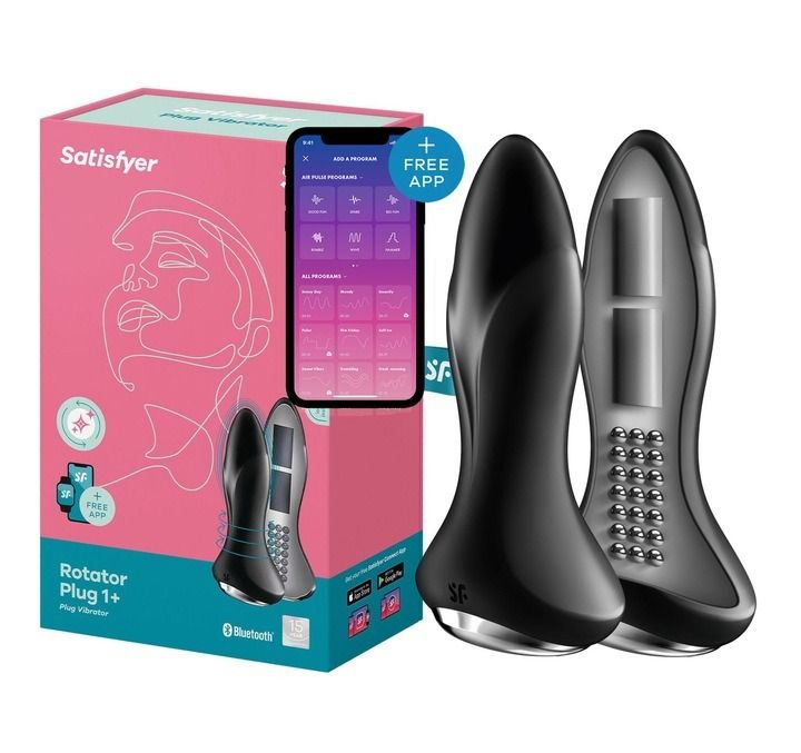 Анальна смарт пробка з вібрацією та намистинами Satisfyer Rotator Plug 1 Connect App чорна вид 8