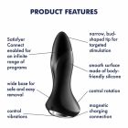 Анальна смарт пробка з вібрацією та намистинами Satisfyer Rotator Plug 1 Connect App чорна вид 7