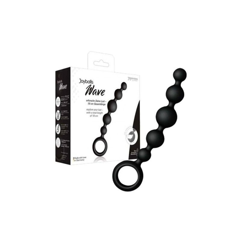 Анальная цепочка Joy Division Joyballs anal wave, силиконовая, чёрная, 17.5 см вид 5