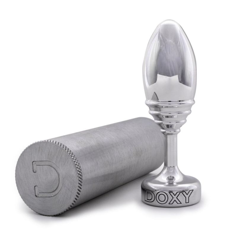 Анальна пробка ребриста Doxy Ribbed Butt Plug метал, срібляста вид 2