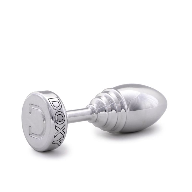 Анальна пробка ребриста Doxy Ribbed Butt Plug метал, срібляста вид 6