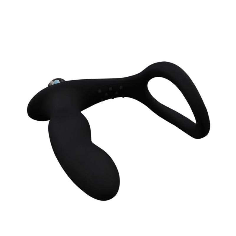 Анальная пробка с вибропулей и эрекционным кольцом Chisa GK power, черная вид 5