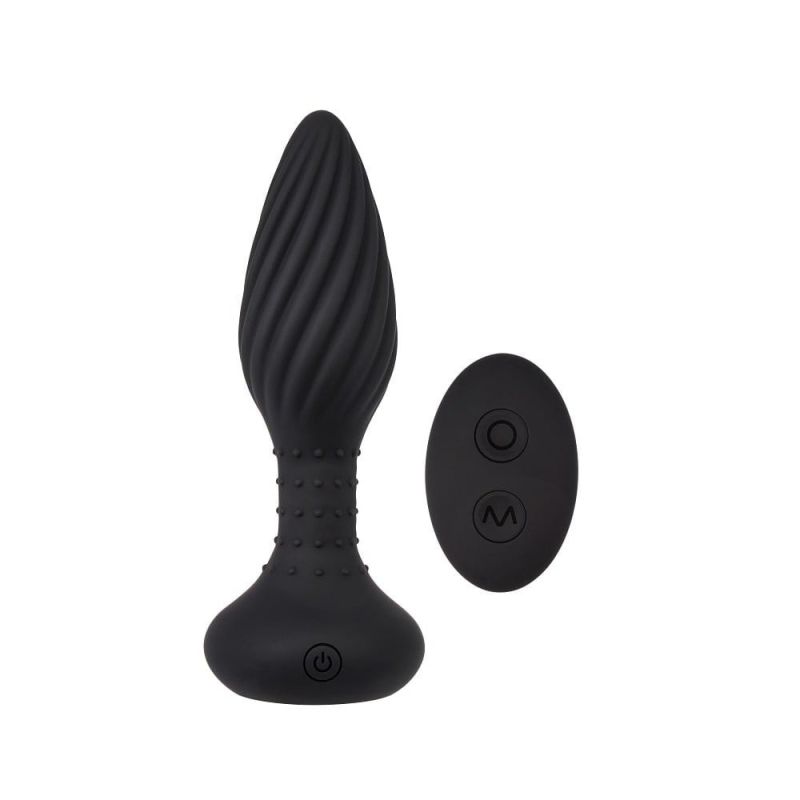 Анальная пробка с шариками на пульте Chisa Frisky Beaded Plug, черный вид 3